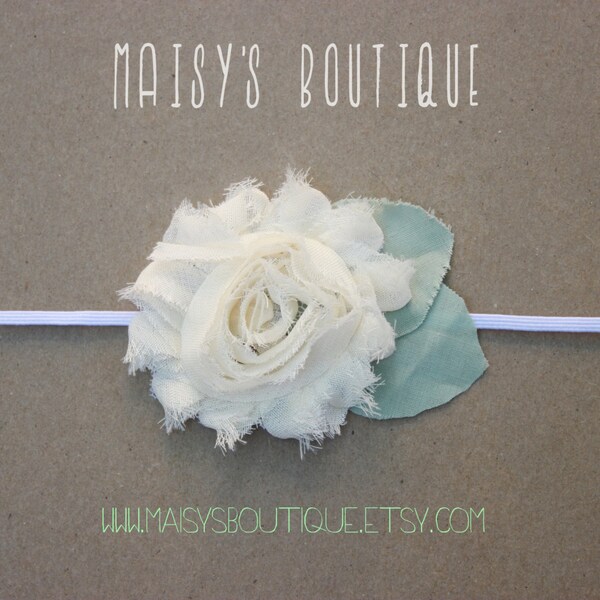 Ivory Shabby Flower Headband/ Newborn Headband/ Baby Headband/ Flower Girl/ Wedding/ Photo Prop