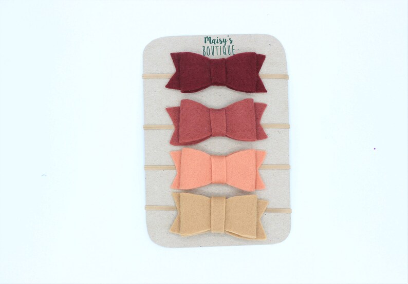 Salmon Mauve Baby Girl Fall Felt Bow Headbands Burgundy Dark Beige Bow Headband Clip Newborn BowsNylon Headband Headband Set