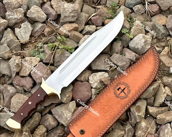 18"Handgefertigtes Bowiemesser mit Lederscheide | D2 Stahl Full Tang Jagd-Überlebensmesser