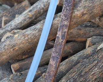 Espada de madera grabada a mano con vaina de madera tallada – Espada de colección personalizada – Regalo para padrinos de boda, regalo de aniversario para él