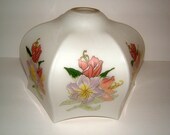 RESERVED 1950s Vintage Glass Light Shade Hexagon Vintage Lamp Shade Vintage Table Lamp Shade Hand Painted Vintage Lighting