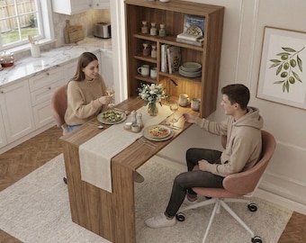 Escritorio plegable de pared con estantes, escritorio Murphy, mesa plegable, mesa de comedor que ahorra espacio, escritorio para espacios pequeños