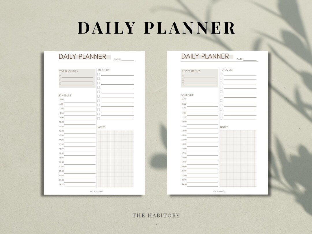A5 Daily Planner Inserts Printable PDF, Minimalist Undated Planner