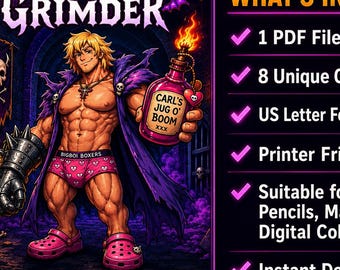 Libro da colorare di fan art di Dungeon Crawler Carl / Libro da colorare per adulti stampabile in PDF / Libro da colorare fantasy LitRPG di Dungeon Crawler Carl