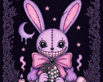 Spooky Cute Creepy Bunny Coloring Pages PDF | Kawaii Pastel Goth Plush Horror