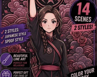 Fantasy Battle Girls Coloring Pages PDF | Cute Gothic Coloring Book