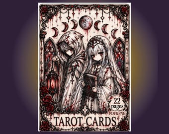 Spooky Cute Tarot Coloring Pages PDF | Villain Tarot Major Arcana