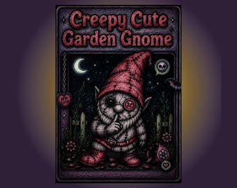 Creepy Garden Gnome Coloring Pages PDF | Creepy Cute Pastel Goth and Neon Coloring Book Tinder Profiles