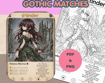 Gothic Dark Romance Coloring Pages PDF | Cute Chibi Girls