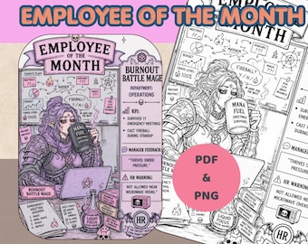 Villain Employee of Month Coloring Pages PDF | Creepy Cute Gothic Coloring Book