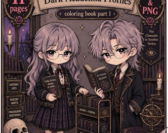Creepy Cute Dark Academia Coloring Pages PDF | Villain Dating Profile Book