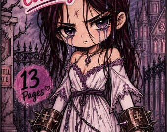 Cute Gothic Coloring Pages PDF | Dark Romance Chibi Alchemised