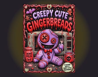 Creepy Cute Gingerbread Coloring Book PDF | Tinder Dating App Parody | Printable Pages for Adults