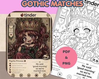 Creepy Cute Gothic Girls Coloring Pages PDF | Villain Dating Profile