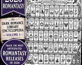 2026 Romantasy Reading Tracker | Dark Romance Bookshelf Coloring Page Vol I | Bookshelf Tracker | Goodreads TBR Poster | BookTok Gift