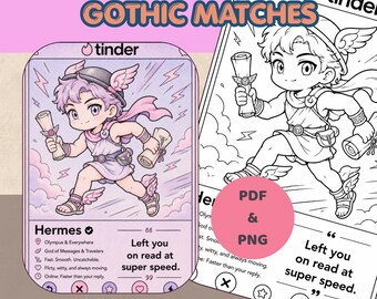 Spooky Cute Mythology Coloring Pages PDF | Gothic Gods Dating Profile