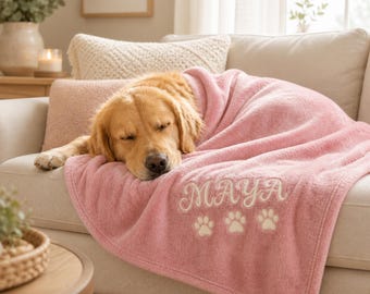 Manta de franela de felpa personalizada para perros, manta para mascotas bordada a medida