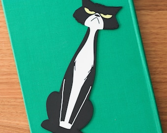Cat Bookmark - Funny Tuxedo Cat, Glow in the Dark Eyes - Double Sided 3D Printed - Cat Lover Gift, Book Page Holder