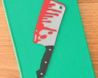 Horror Bookmark - Bloody Cleaver Page Holder - Double Sided 3D Printed - Halloween Book Lover Gift