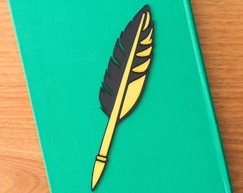 Feather Bookmark - Teacher Gift - Quill Writer Gift - Dark Academia Book Lover Gift - Double Sided Bookmark for Readers