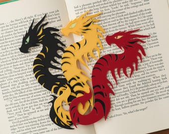Dragon Bookmark Set - Glow in the Dark Double Sided 3D Printed - Romantasy Reader Gift