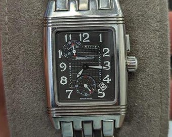 Reloj Jaeger-LeCoultre Reverso Gran Sport Duo vintage de acero con esfera blanca y negra