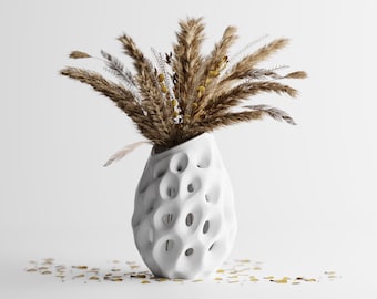 Pora Planter, Sculptural Textured Vase, 3D Printed Minimalist Home Decor