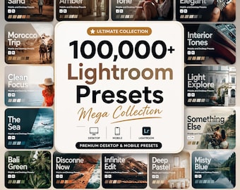 100,000+ Lightroom Presets Bundle, Natural Moody Portrait Filters (Digital Download)