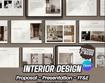 Interior Design Business Templates: Proposal, Presentation, FF&E Canva Templates