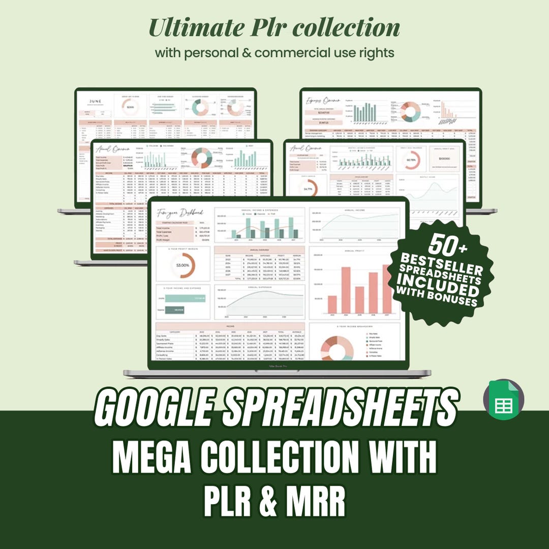 PLR Google Sheets Bundle: 50+ Resell Able Templates (digital Product ...