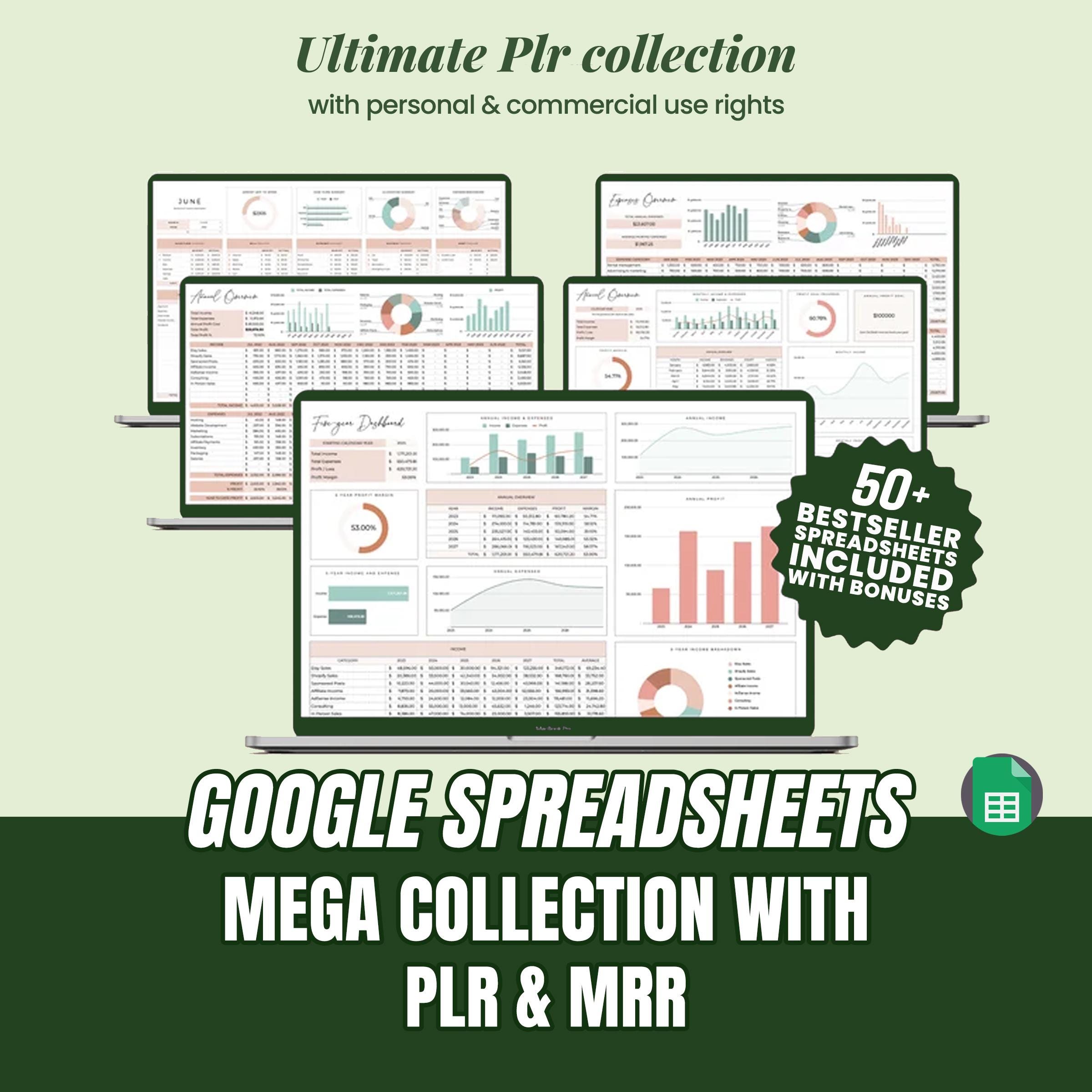 PLR Google Sheets Bundle: 50+ Resell Able Templates (digital Product ...