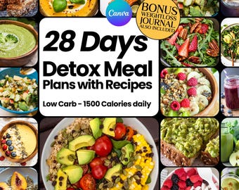 28-Day Detox Meal Plan, Low Carb Recipes (PLR, MRR)