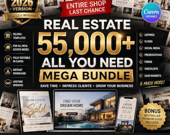 Real Estate Canva Template Bundle: Marketing & Social Media (Digital Download)