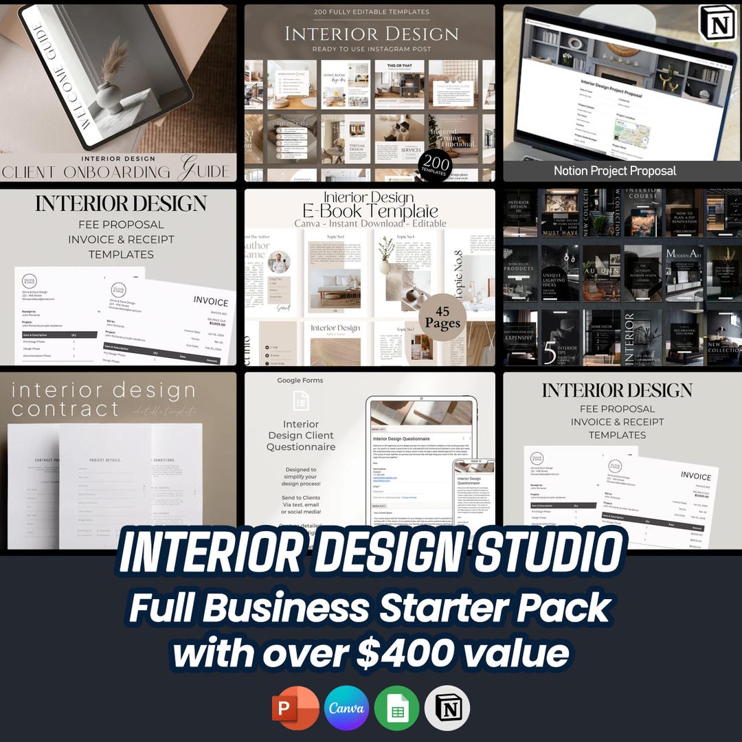 Interior Design Business Templates: Contracts, Guides, Spreadsheets ...
