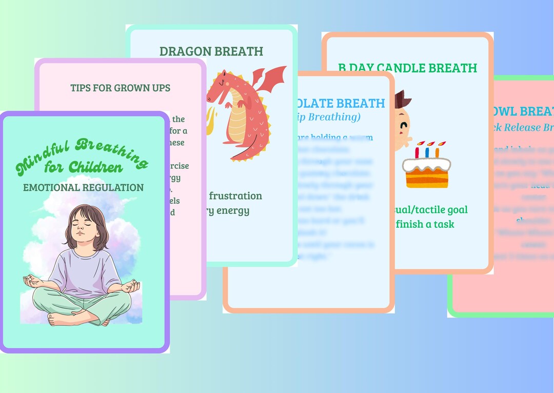Mindful Kids Breathing Exercise Cards, Emotional Regulation, Calm Down ...