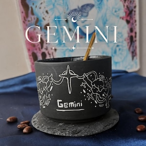 Gemini zodiac mug, Handmade Custom Ceramic Cup, astrology gift, birthday gift