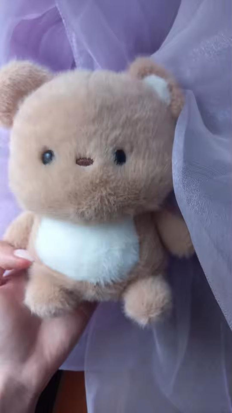 16cm Fluffy Teddy Bear Plush – Mini Kawaii Cute Soft Brown Bear With ...