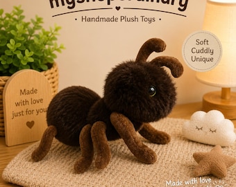 Realistic Ant Plush Toy, Soft Fuzzy Insect Stuffed Animal, Cute Bug Plushie Gift for Kids Nature Lovers Collectors