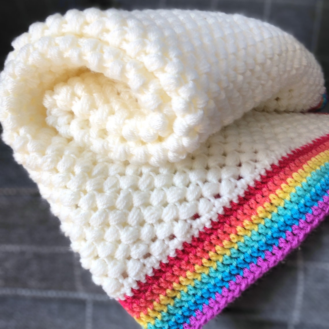 Rainbow Edged Baby Blanket Crochet Kit | Etsy Hong Kong