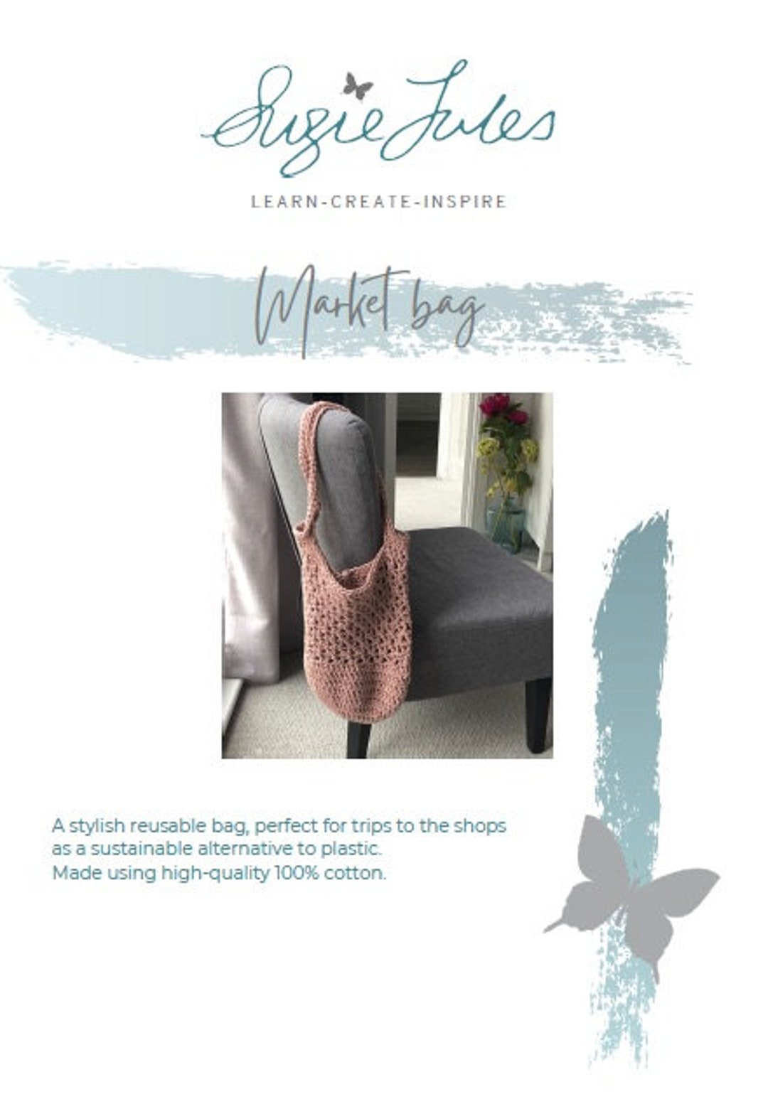 PDF Crochet Pattern Cotton Market Bag - Etsy