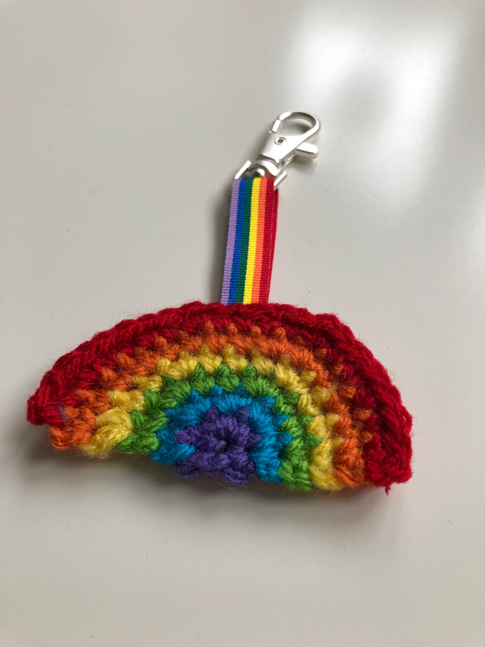 Crocheted Rainbow Keyring Keychain Etsy