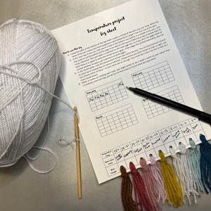 Blank Temperature Blanket Project Reference log Sheet for Crochet and Knitting_A4