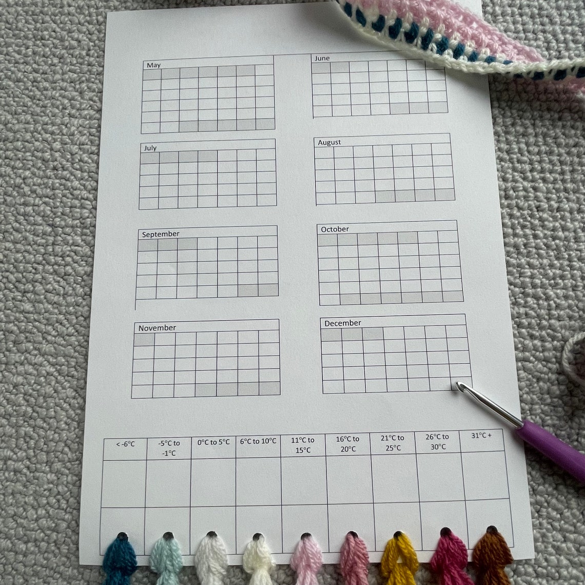 Temperature Blanket Reference Log Sheet in Celsius Etsy Canada