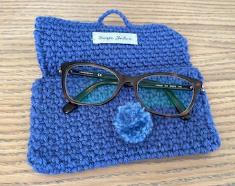 Hand-crocheted pouch purse ideal as a glasses or phone case