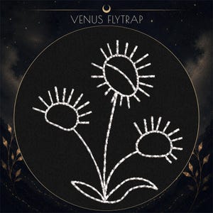 Minimalistic Venus Flytrap Flower Machine Embroidery Pattern | 45mm High, Instant Download, One Line Design