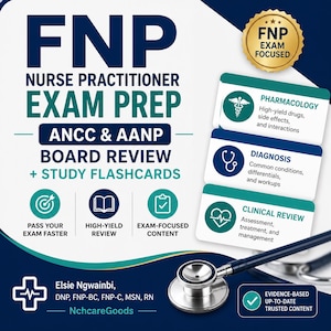 ANCC AANP FNP Board Review Flashcards | Nurse Practitioner Exam Prep. Digital Download