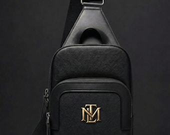 Bolso bandolera de piel negra para hombre – Mochila minimalista de viaje