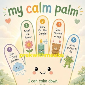 Affiche « Calm Palm » à imprimer : Stratégies d’apaisement pour les enfants (Téléchargement numérique) Apprentissage préscolaire