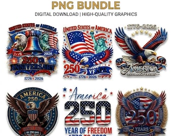 250th Anniversary Png Bundle, USA Png, 4th of July Bundle Png, Patriotic Eagle Png Bundle, America 250, Statue of Liberty Patriotic bundle