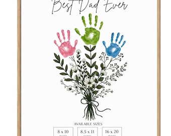 Father's Day Handprint Printable, Best Dad Ever, Father's Day Gift, For dad From kids, Gift from Toddler, Dad Gift, Kids Handprint Art Gift